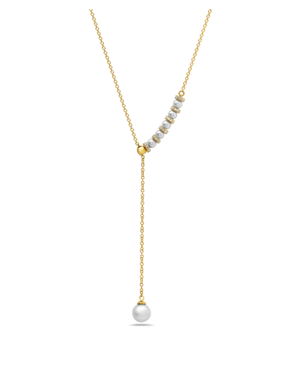 Dangling Freshwater Pearl and Diamond Necklace