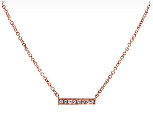 Rose Gold Diamond Bar Necklace