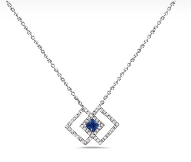 Interlocking Diamond and Sapphire Necklace