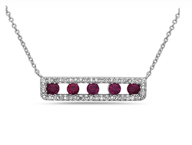 Diamond and Ruby Bar Necklace