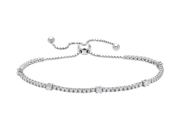 Diamond Tennis Style Adjustable Bracelet