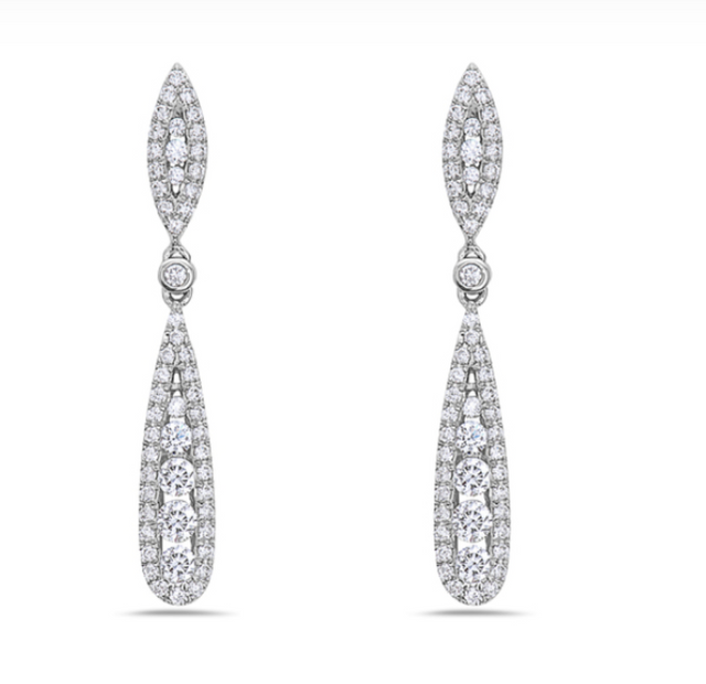 Marquise Shaped Diamond Post Earrings