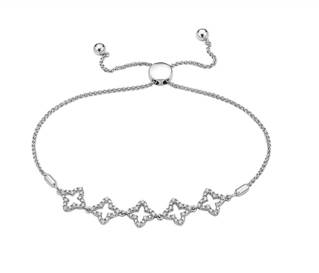 Open Diamond Clover Adjustable Bracelet