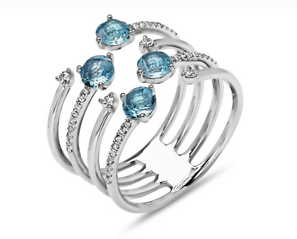 Blue Topaz and Diamond Ring