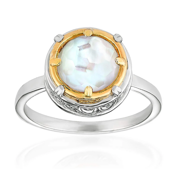 Mother of Pearl Doublet Mixed Metal Ring