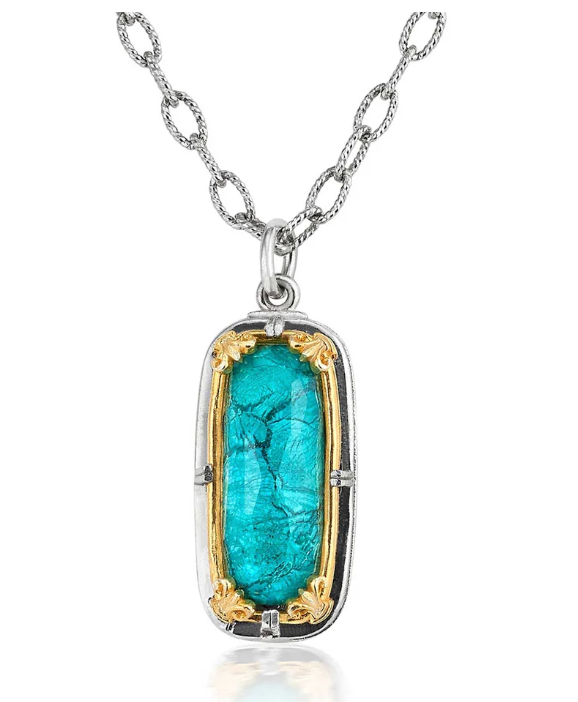 Chrysocolla Rectangular Vermeil Necklace
