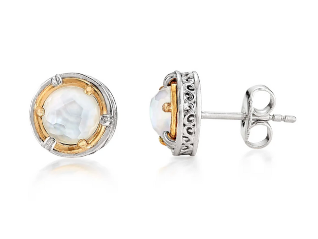 Mother or Pearl Mixed Metal Post Earring