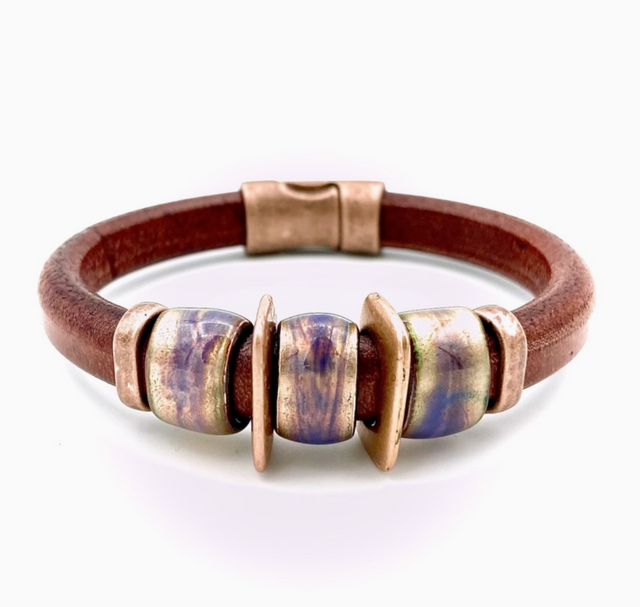 Painted Rocks Leather Bracelet