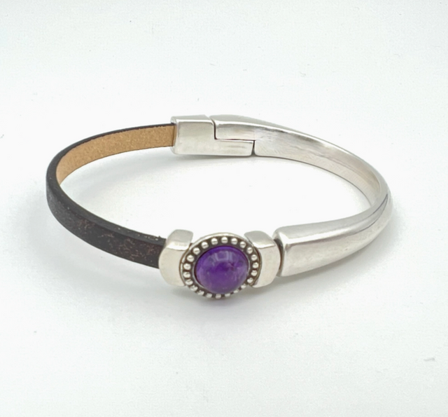 Amethyst Gemstone Magnetic Half Cuff