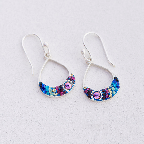 Petite Round Moon Drop Earrings