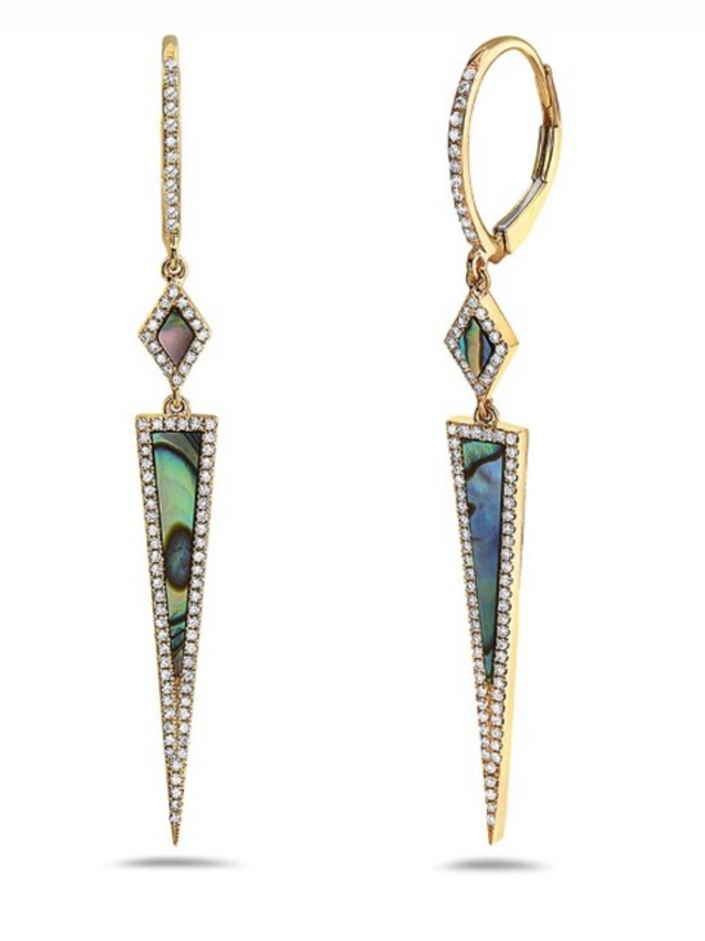 Abalone and Diamond Drop Earrings