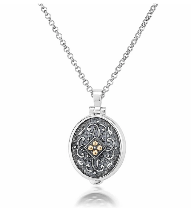 Two-Tone Oval Locket Necklace