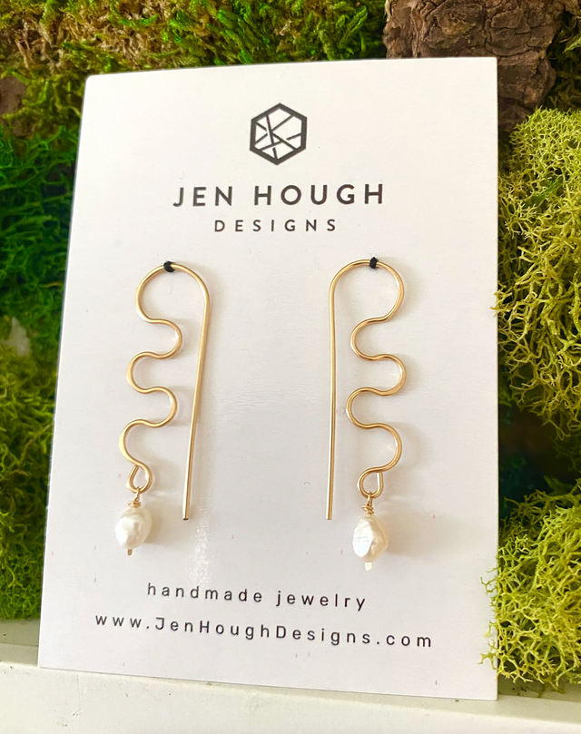 Pearl Squiggle Earrings