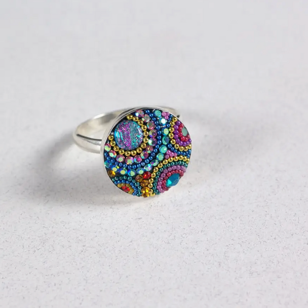 Silver and Crystal Brilliant Moon Adjustable Ring