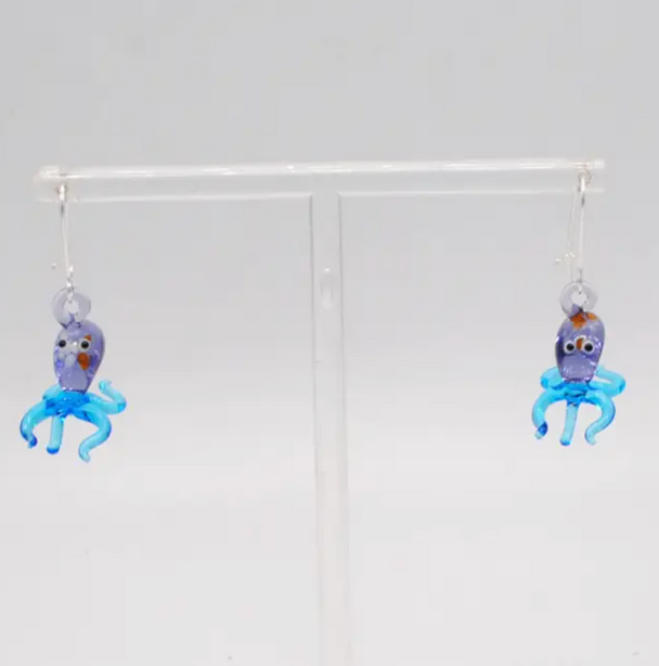 Mini Glass Octopus Earrings