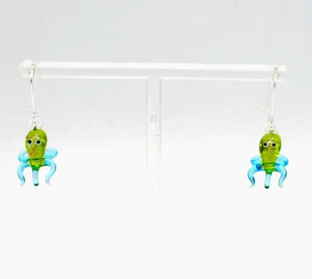 Mini Glass Octopus Earrings