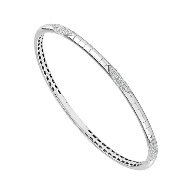 1/2 CT Marquise Shaped Pave Diamond Flexi Bangle
