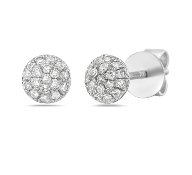 Round Pave Diamond Post Earrings