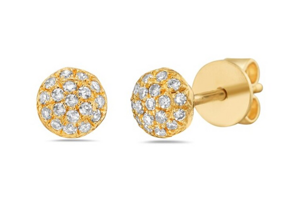 Round Pave Diamond Post Earrings