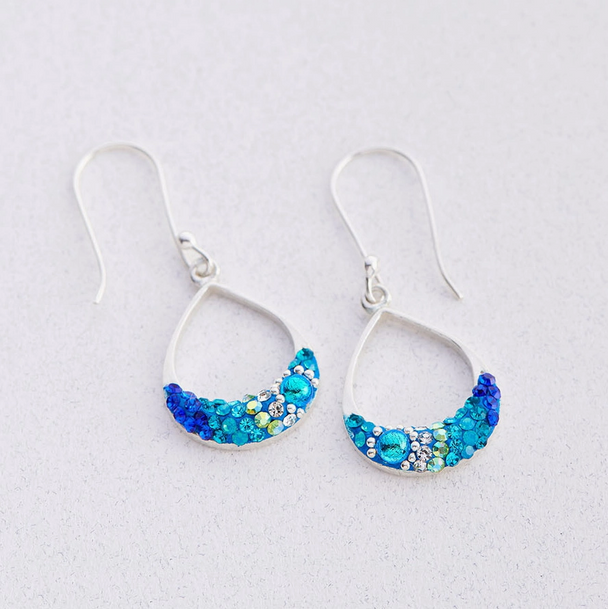 Petite Round Moon Drop Earrings