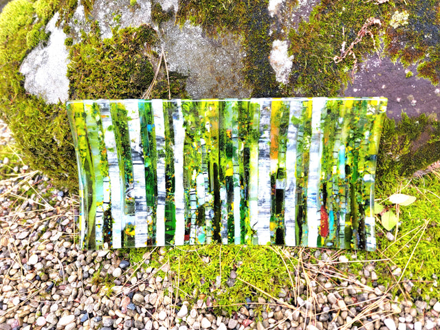 Green Sky Birch Forest Rectangular Dish