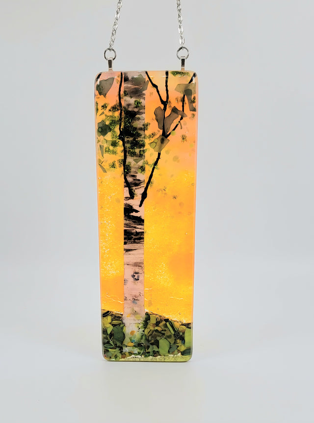 Orange Single Birch Small Window Hanger