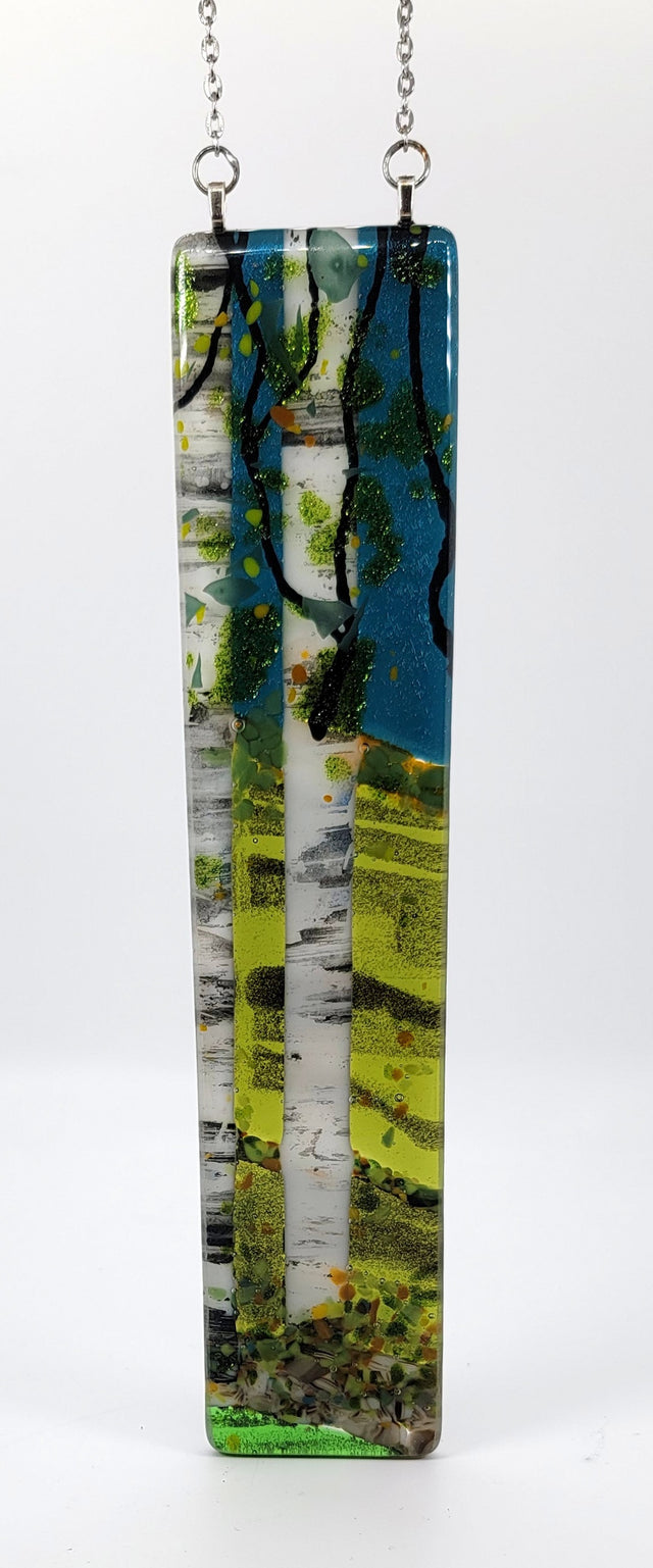 Double Birch Night Sky Medium Window Hanger