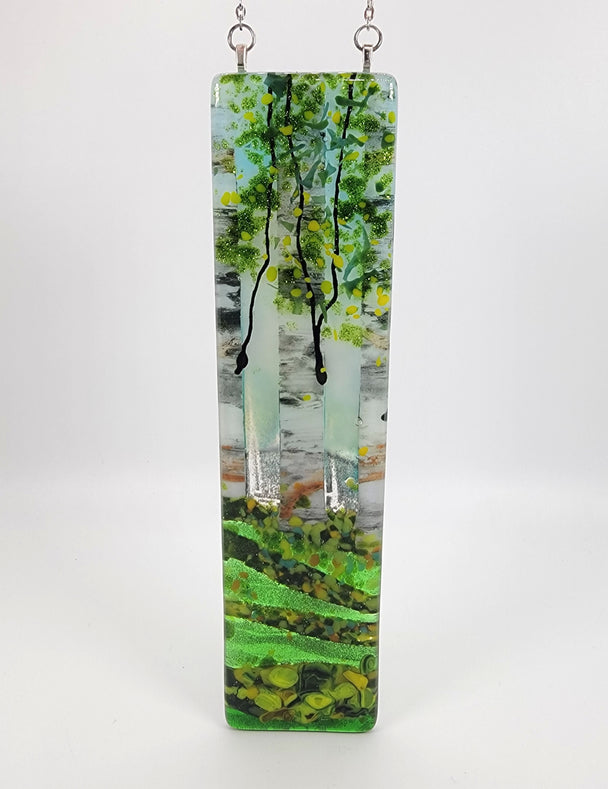 Misty Blue Sky Triple Birch Medium Window Hanger