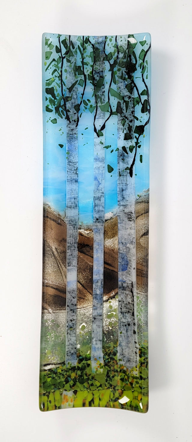 Mountain Sky Triple Birch Tree Channel Plate