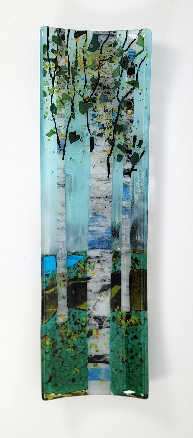 Mountain Lake Triple Birch Tree Channel Plate