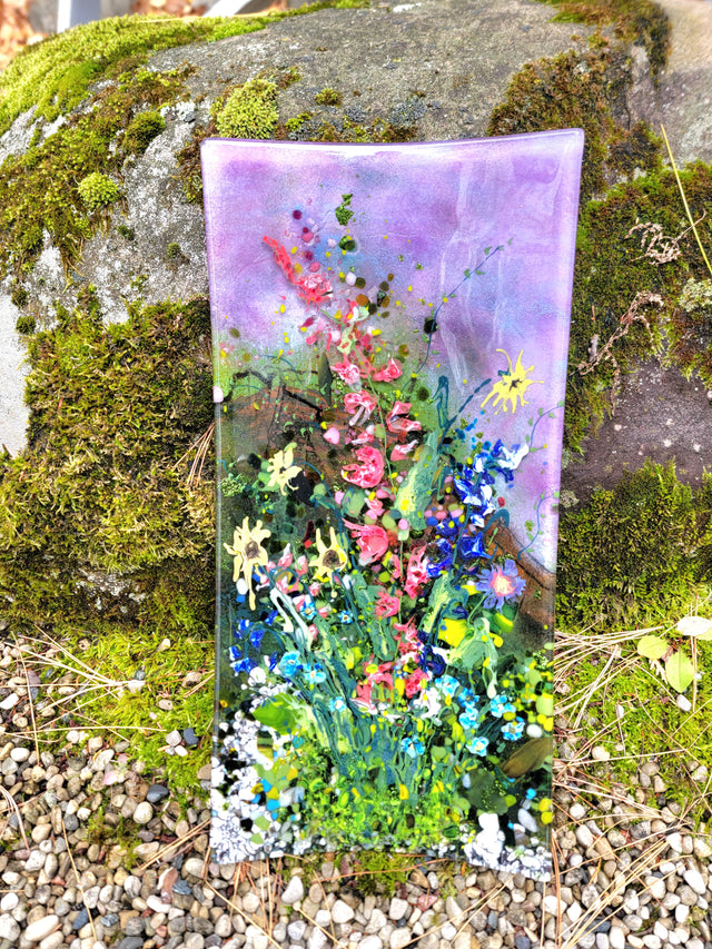 Pink Sky Pink Wildflower Rectangular Plate