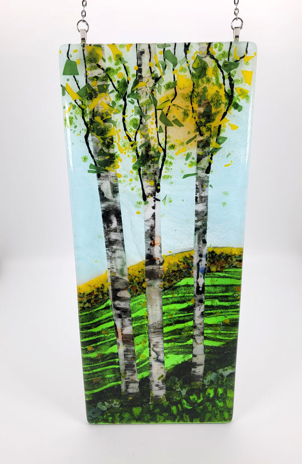 Fall Leaves Triple Birch Window Hanger