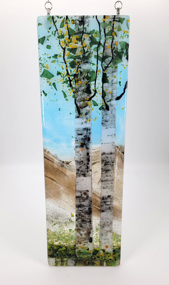 Mountain-Scape Double Birch Window Hanger