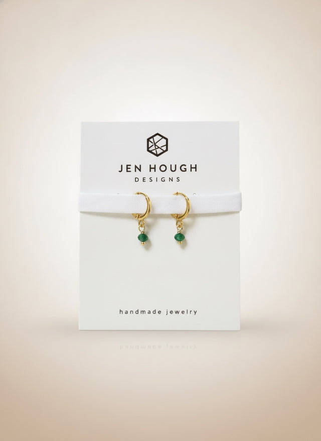 Emerald Huggie Earrings