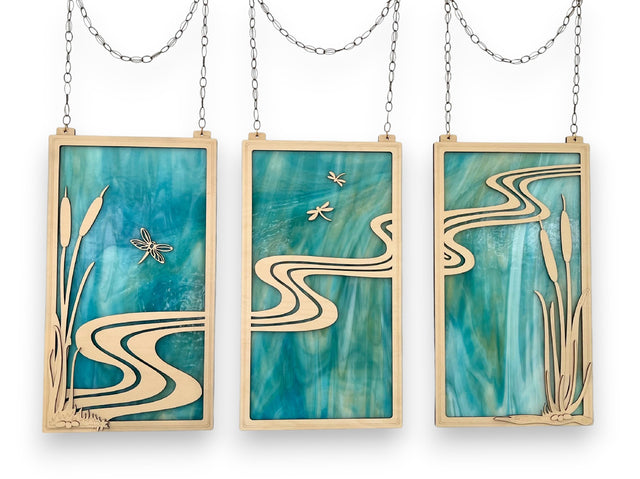 River Triptych Window Hanging