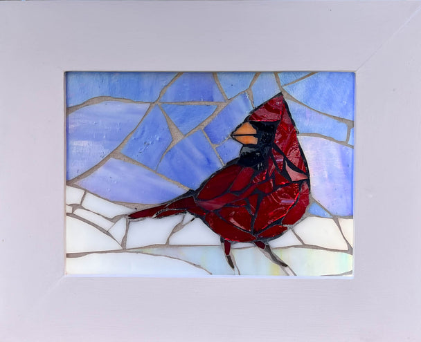 Winter Cardinal Mosaic Window