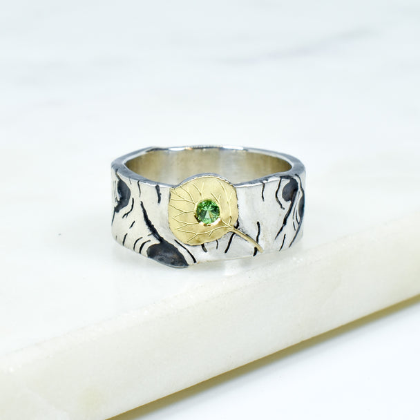 Aspen Allure with Tsavorite in Leaf Ring