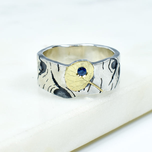 Sapphire Aspen Allure Leaf Ring
