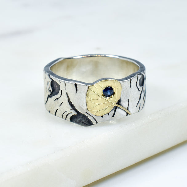 Sapphire Aspen Allure Leaf Ring