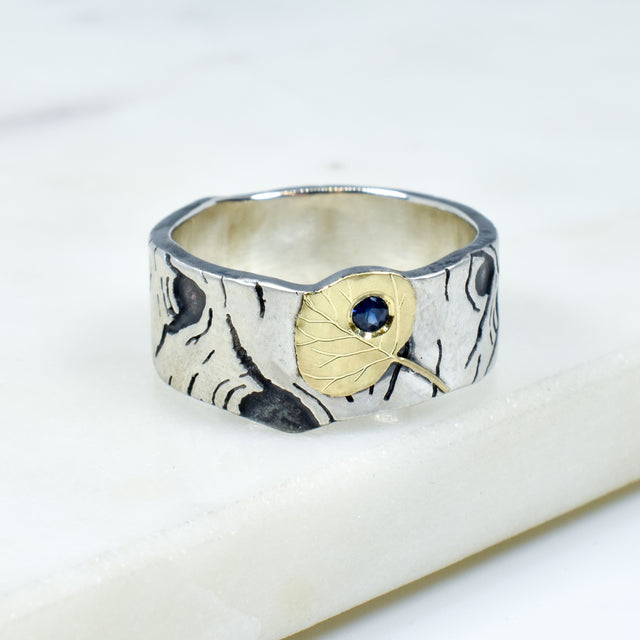 Sapphire Aspen Allure Leaf Ring