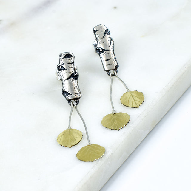 Mini Aspen Allure with Leaves Post Earrings