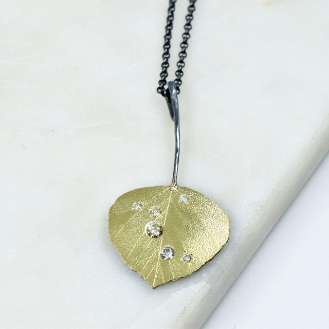 Single Aspen Leaf Pendant Necklace