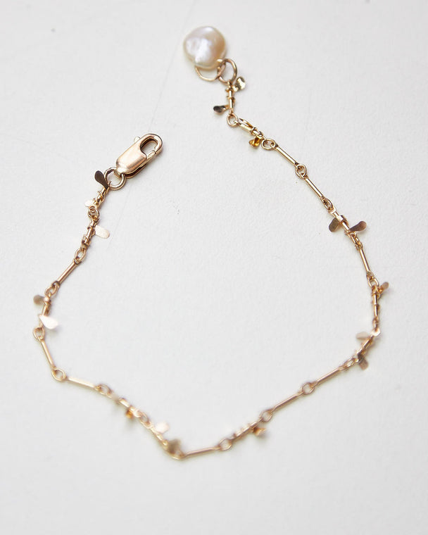 Gold Fill Pearl Sweet Pea Bracelet