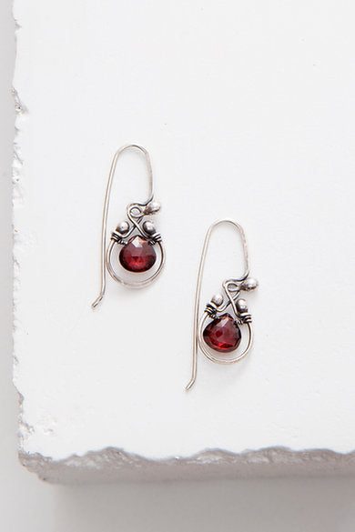 Red Garnet Horseshoe Earrings