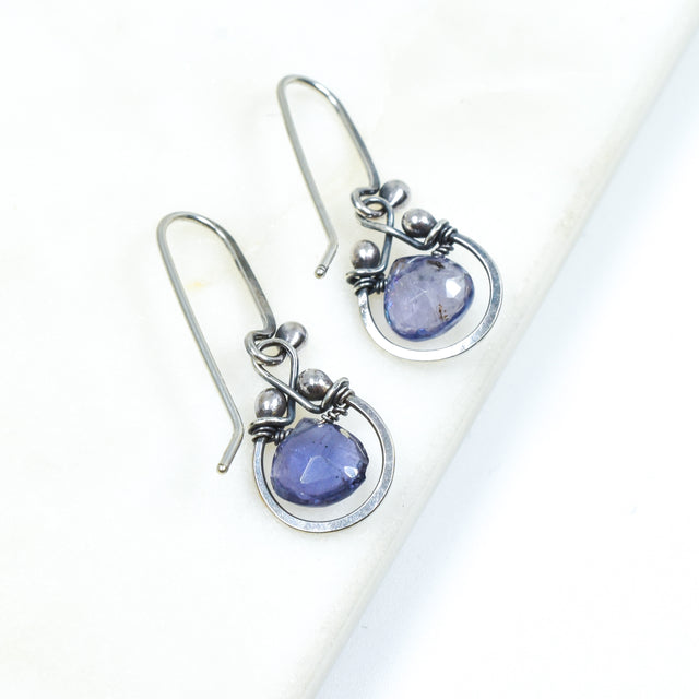 Iolite Horseshoe Earrings