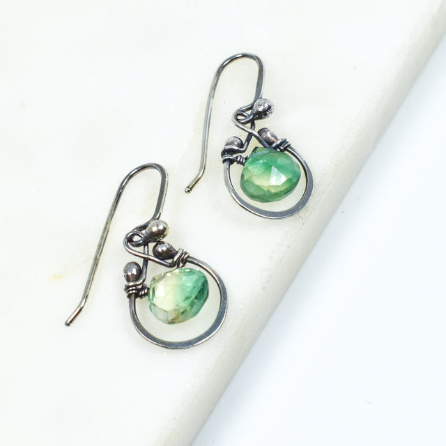 Green Quartz Horseshoe Earrings