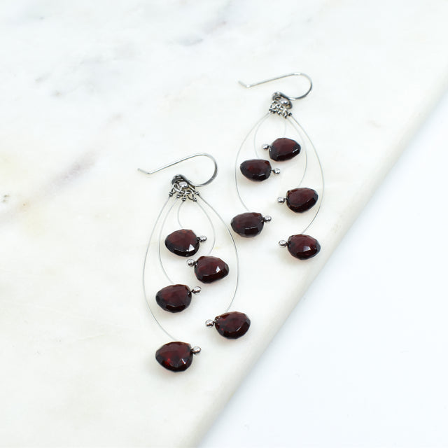 Red Garnet Multi Short Tickle Earrings