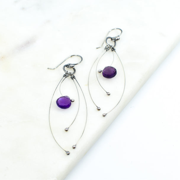 Purple Amethyst Tickle Earrings