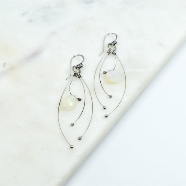 White Opal Tickle Earrings