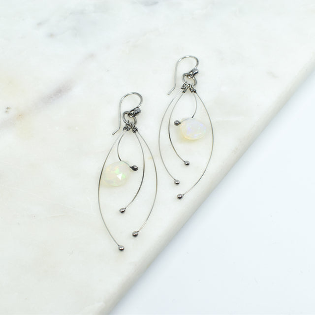White Opal Tickle Earrings
